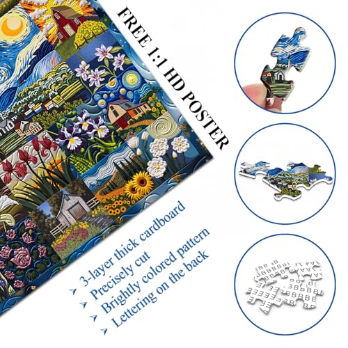 PICKFORU Van Goghs Rhapsody Puzzles for Adults 1000 Pieces Starry Night Flower Art Jigsaw Puzzles Oil Painting Theme as Home Decor - Image 5