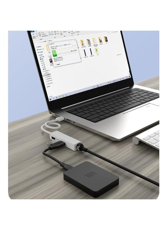 USB A to 3 x USB A and RJ45 Ethernet LAN Adapter Hub Cable Mac USB-A Network for Laptop, PC, MacBook - Image 5