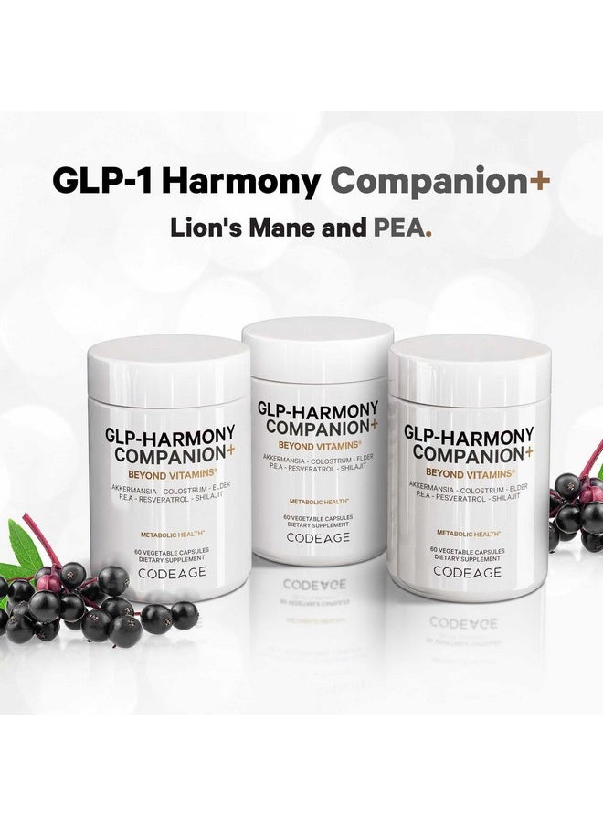 Codeage Codeage GLP-Harmony Companion+ Supplement - GLP-1 Agonist Support - Lion's Mane, Pea, Colostrum, Shilajit, Akkermansia, Elder, Citrus Bioflavonoids, Broccoli, Resveratrol - Non-GMO - 60 Capsules  - Image 3