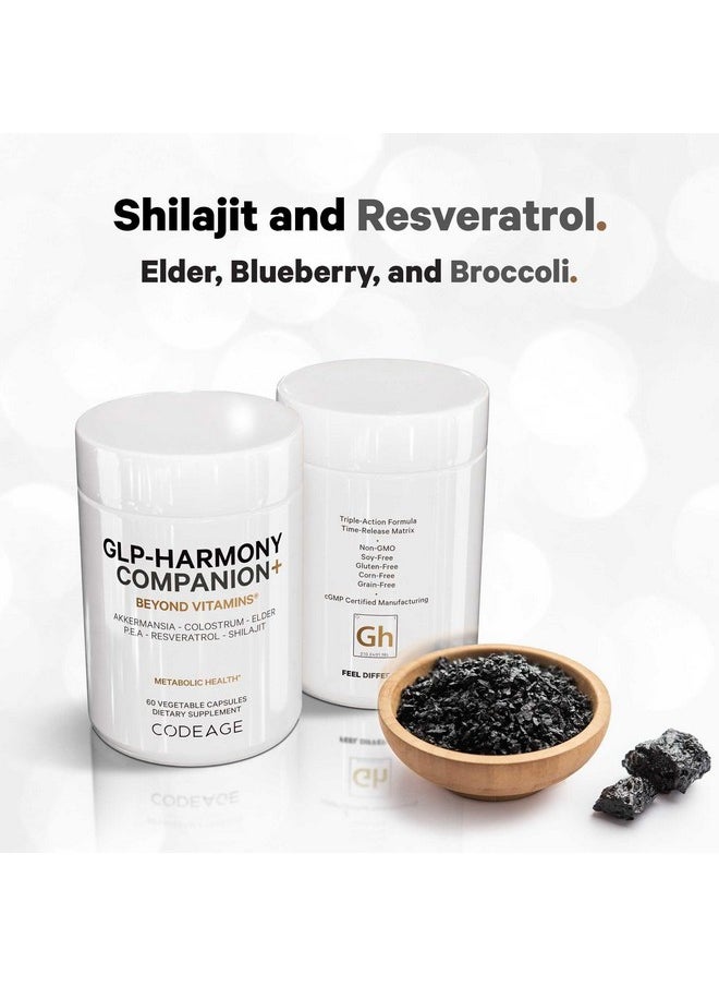Codeage Codeage GLP-Harmony Companion+ Supplement - GLP-1 Agonist Support - Lion's Mane, Pea, Colostrum, Shilajit, Akkermansia, Elder, Citrus Bioflavonoids, Broccoli, Resveratrol - Non-GMO - 60 Capsules  - Image 5