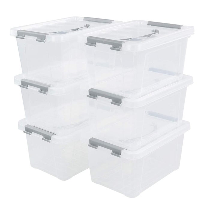 6PACK 6 L PLASTIC STORAGE CONTAINERS LATCH STORAGE BOX WITH LIDS