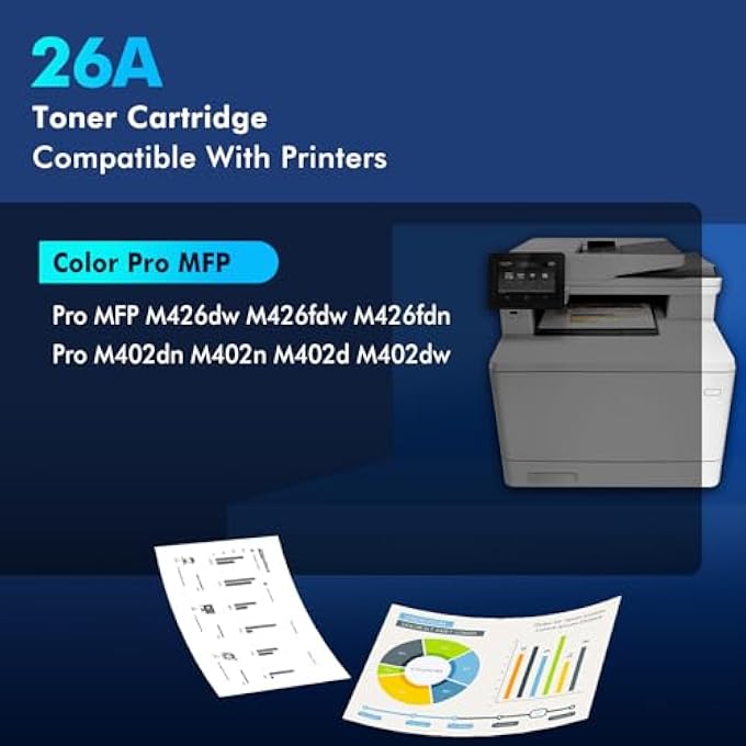 CF226A 26A TONER CARTRIDGE BLACK COMPATIBLE REPLACEMENT FOR HP 26A 26X CF226X WORK WITH LASERJET PRO M402DW M402N M402DN M402D PRO MFP M426FDW M426FDN M426DW M402 M426 PRINTER INK 2 PACK - Image 2