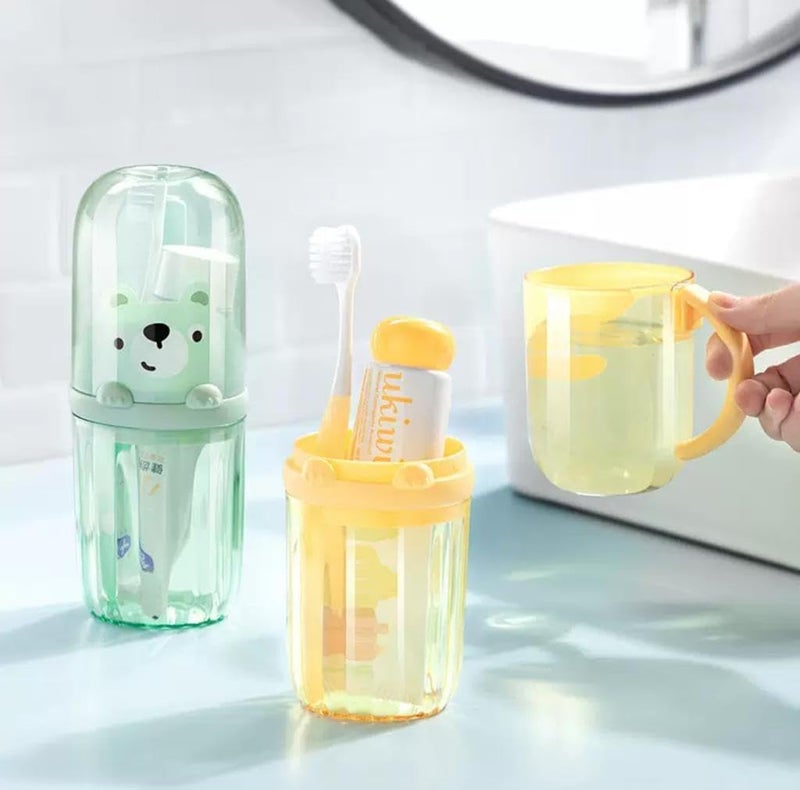 TYAGY Portable Toothbrush Holder with Cup, Panda Design, Plastic Storage Box, Multicolor, Pack of 1 Pcs - Image 1