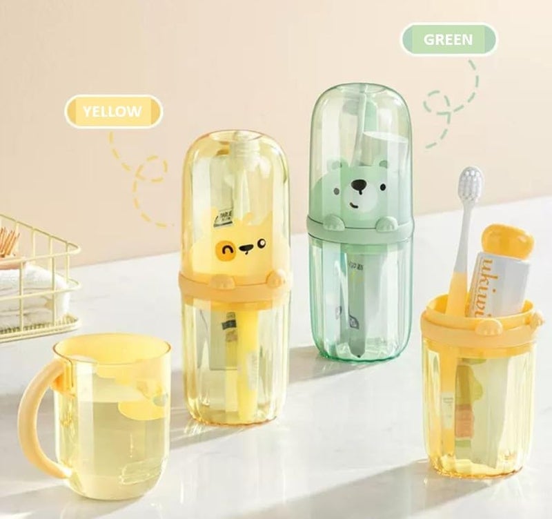 TYAGY Portable Toothbrush Holder with Cup, Panda Design, Plastic Storage Box, Multicolor, Pack of 1 Pcs - Image 3