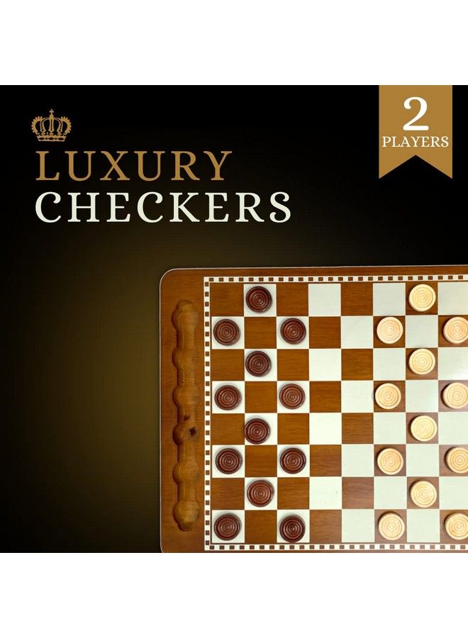 Regal Games Luxury Checkers Board Game Classic Tabletop Game Set Solid Natural Pine Game Board Interlocking Wood Checkers Builtin Storage Grooves Fun For Families Kids Parties Ages 8+ - Image 3