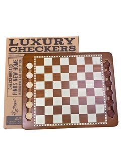 Regal Games Luxury Checkers Board Game Classic Tabletop Game Set Solid Natural Pine Game Board Interlocking Wood Checkers Builtin Storage Grooves Fun For Families Kids Parties Ages 8+  - Image 1
