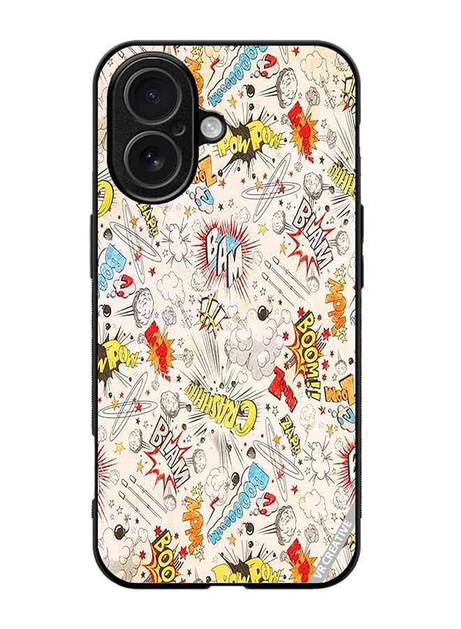 Protective Case Cover For Apple iPhone 17 Comic Book Sticker Design Multicolour