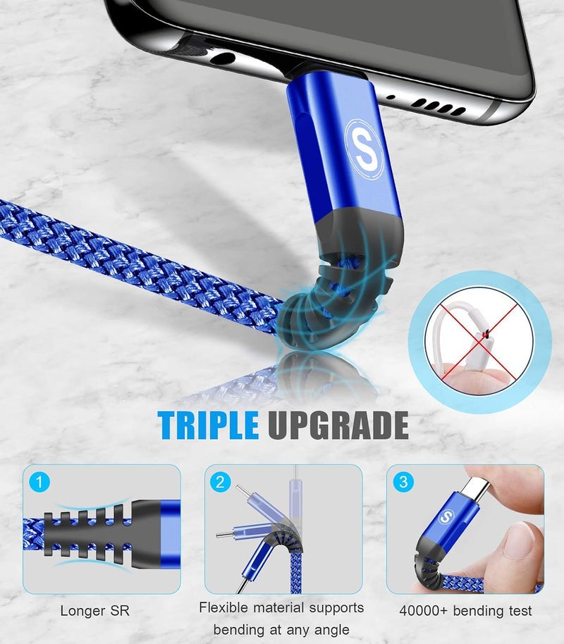 sweguard Type C Cable [2-Pack,2M], Nylon Braided Fast Charging USB-C Cord for iPhone 17 16 15 Pro Max,Galaxy S25 S24 S23 S22 S21 S20 S10 A54 A53 A52 A15 Pixel 9 8 LG Moto - Image 5