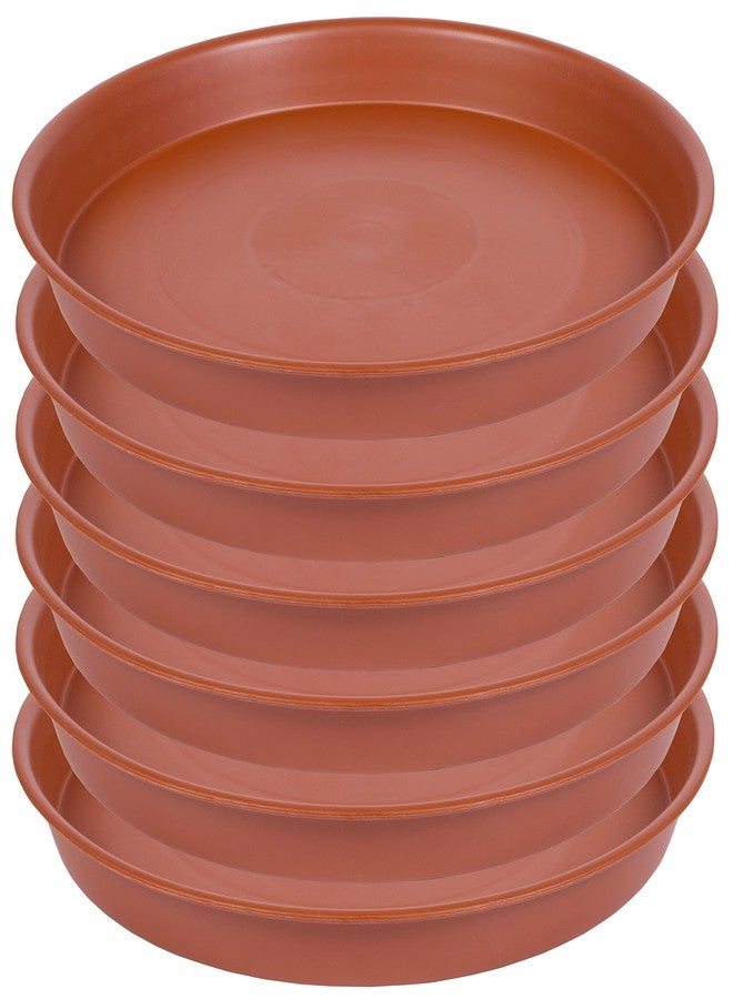Bleuhome 6 Pack of 6 inch Plant Saucer, 4 6 8 10 12 14 16 inch Plant Saucers, Heavy Duty Plastic Plant Water Tray, Planter Drip Trays for Pot, Flower Saucers for Indoors (6 inch, Terracotta) - Image 1