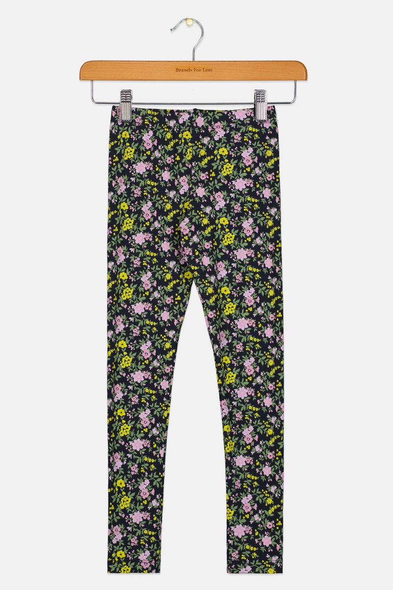 NAME IT Kids Girl Floral Print Leggings, Multicolor - Image 1