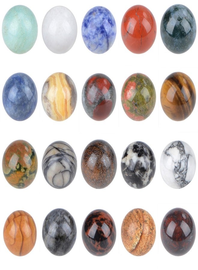 LPBeads مجموعة LPbeads من 20 قطعة، كرات من الأحجار الكريمة الطبيعية المصقولة، مقاس 16 مم، أحجار كريستالية علاجية، مجموعة تزيين معدنية - Image 1