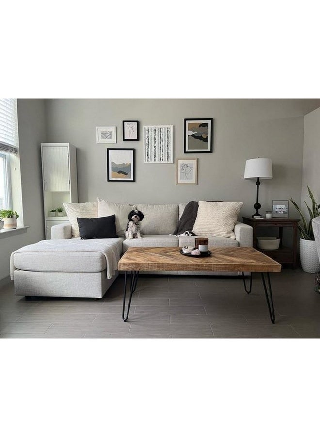 Homzmart Swedish Wood and Linen L-Shape Sofa - Grey - Image 1