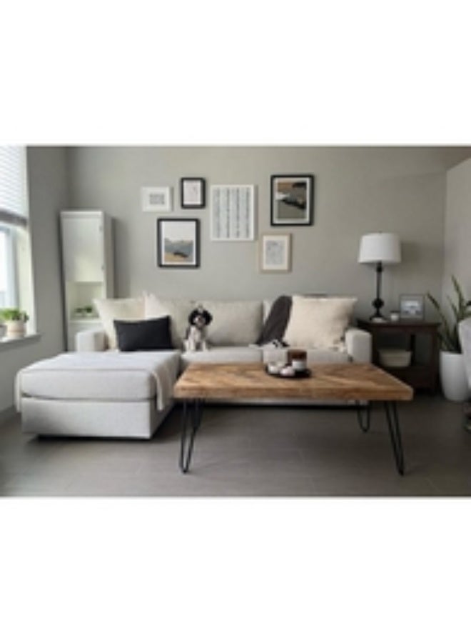 Homzmart Swedish Wood and Linen L-Shape Sofa - Grey - Image 2