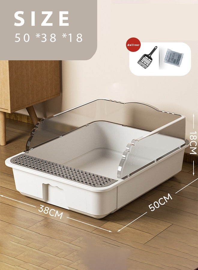 Generic Cat litter box Extra large open splash proof cat toilet, extra large cat litter box, semi enclosed cat litter box With shovel and deodorizing bag Can hold 12L cat litter. Fat cats can come and go freely Cat toilet Cat Litter Pan  - Image 2
