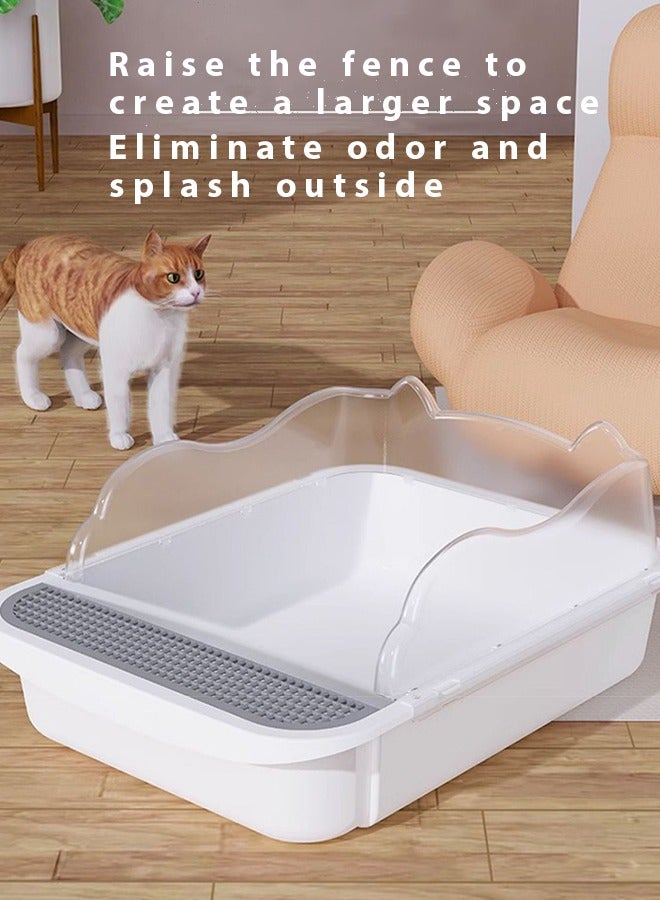 Generic Cat litter box Extra large open splash proof cat toilet, extra large cat litter box, semi enclosed cat litter box With shovel and deodorizing bag Can hold 12L cat litter. Fat cats can come and go freely Cat toilet Cat Litter Pan  - Image 3