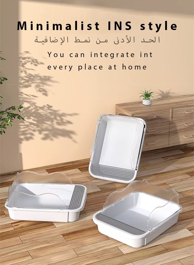 Generic Cat litter box Extra large open splash proof cat toilet, extra large cat litter box, semi enclosed cat litter box With shovel and deodorizing bag Can hold 12L cat litter. Fat cats can come and go freely Cat toilet Cat Litter Pan  - Image 4