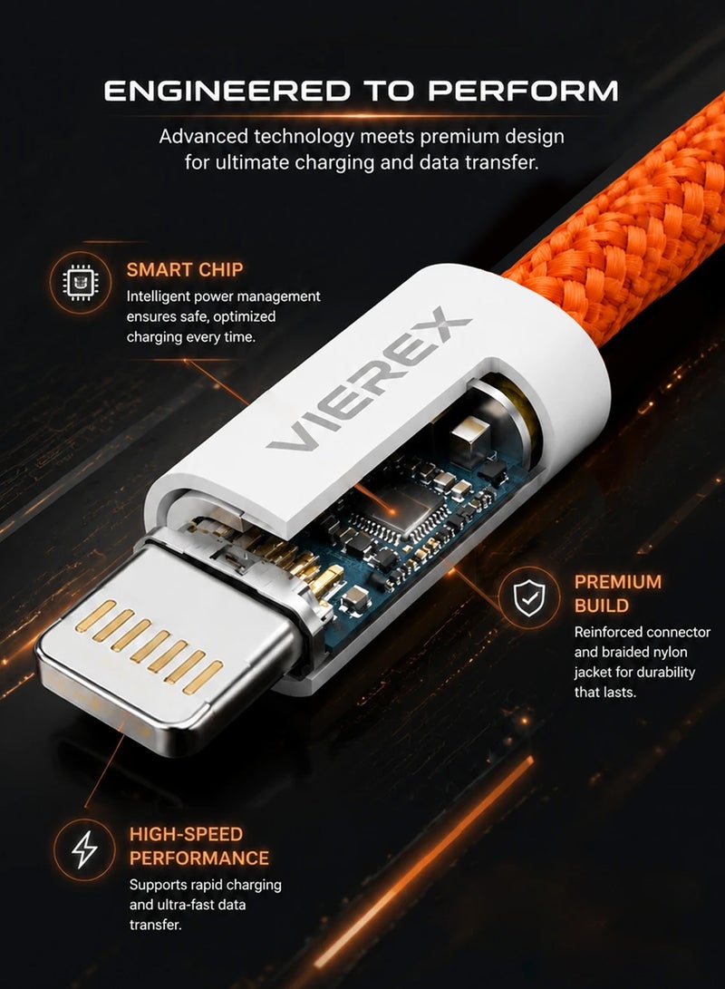 Vierex VC-21 PD 27W Fast Charging Lightning Cable – USB-C to Lightning Data Sync & Charge, 1m - Image 5