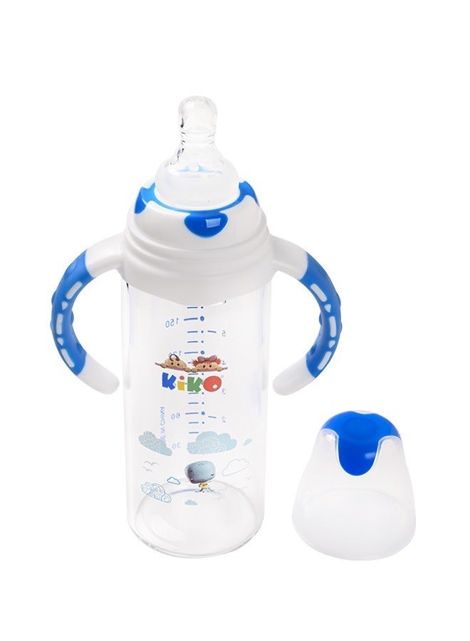 Kiko Glass Feeding Bottle With Handle 180 Ml-Blue - Image 1