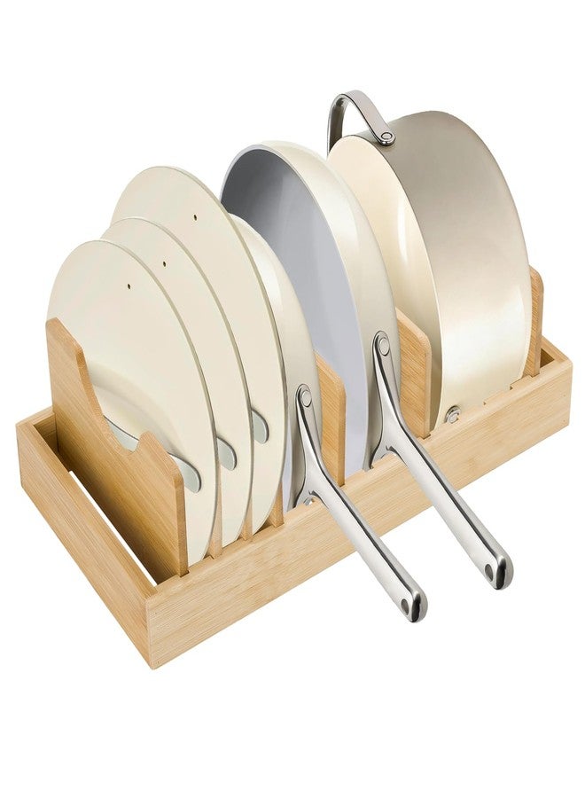 Piszvbej Pan Organizer Compatible with Caraway, Pots and Pans Organizer Under Cabinet, Bamboo Pot Lid Organizers with Adjustable Dividers, U-Shaped Lid Slots, Ideal for Kitchen Countertop and Cabinet Storage - Image 1