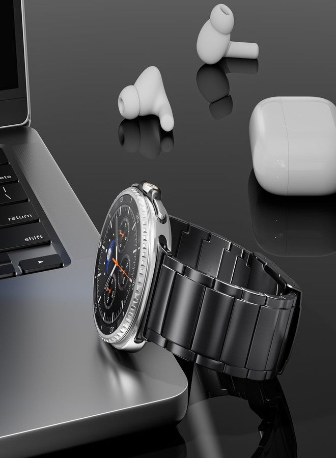 LULULOOK Titanium Band for Samsung Galaxy Watch 8 40mm 44mm & 8 Classic 46mm 2025, Adjustable Titanium Metal Watch Band Strap with Removal Tool, Folding Clasp for Men Women,Black - Image 3