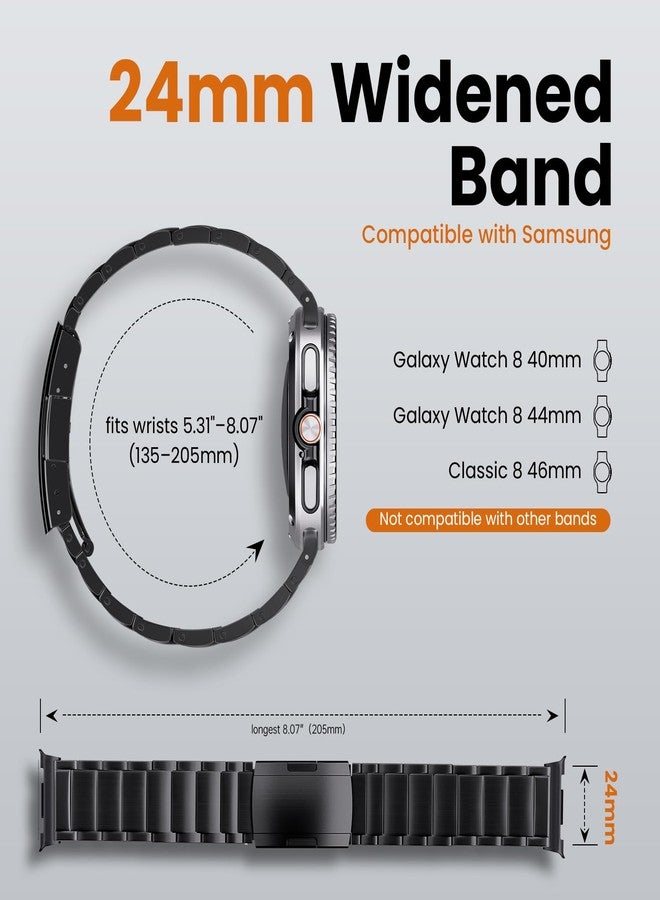 LULULOOK Titanium Band for Samsung Galaxy Watch 8 40mm 44mm & 8 Classic 46mm 2025, Adjustable Titanium Metal Watch Band Strap with Removal Tool, Folding Clasp for Men Women,Black - Image 4