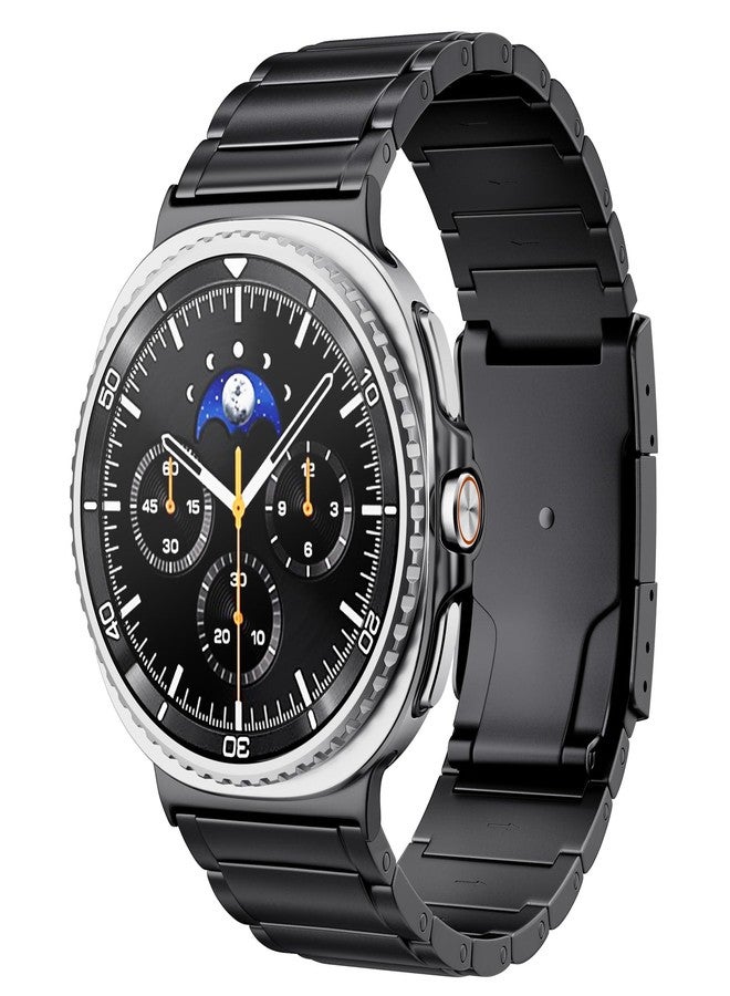 LULULOOK Titanium Band for Samsung Galaxy Watch 8 40mm 44mm & 8 Classic 46mm 2025, Adjustable Titanium Metal Watch Band Strap with Removal Tool, Folding Clasp for Men Women,Black - Image 1