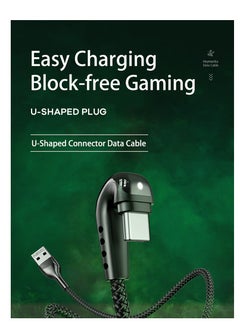 ريماكس كابل بيانات USBC 90 درجة من كابل شحن متين وسريع للألعاب، كابل شحن سريع من النوع C، سلك مجدول من النايلون 90 درجة USB A إلى USB C لهاتف Samsung Galaxy S22/S20 /S10، Note 20/  - Image 3