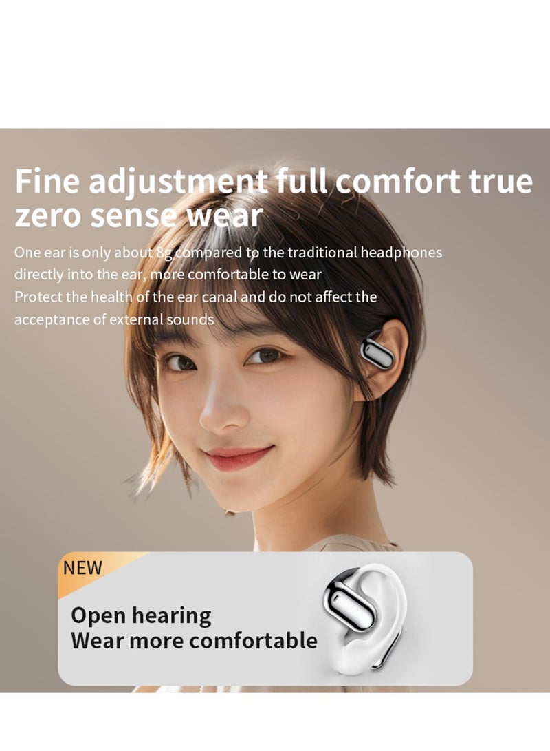 سماعة رأس بلوتوث YYK-Q16Pro بشاشة تعمل باللمس، مفتوحة الأذن، تصميم على الأذن، عمر بطارية طويل للغاية، إلغاء الضوضاء الرياضية صوت عالي الدقة - فضي - Image 4