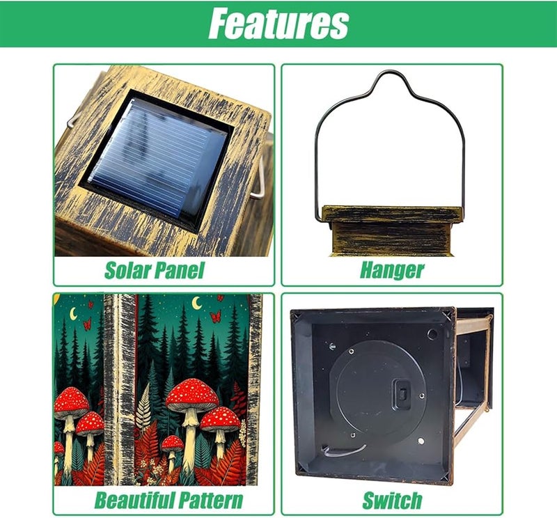 لون 4 كوخ كور فانوس شمسي ضوء معلق في الهواء الطلق مقاوم للماء لتزيين الحديقة والفناء والفناء الخلفي - Image 4