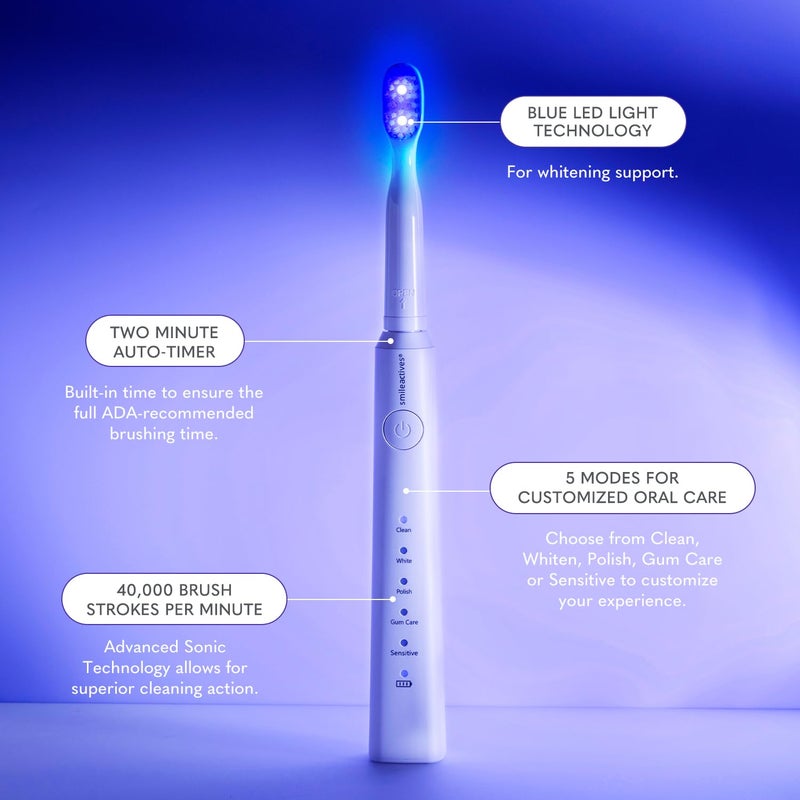 Smileactives Vibrite Sonic Power Electric Toothbrush, Teeth Whitening & Gum Care, Blue LED Light for Oral Health, Rechargeable Toothbrush, Multiple Brushing Modes for Deep Cleaning & Sensitive Gums - Image 3