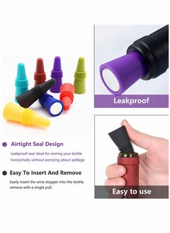 KASTWAVE Silicone Wine Stoppers Beverage Bottle Sealer Soft Silicone Wine Bottle Stoppers Corks with Grip Top for Keeping Wine Champagne Fresh 8 Pack  - Image 5
