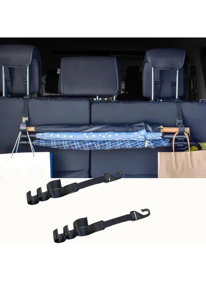 Black Car Back Seat Organizer With Umbrella Holder And Cup Phone Pocket - Image 1