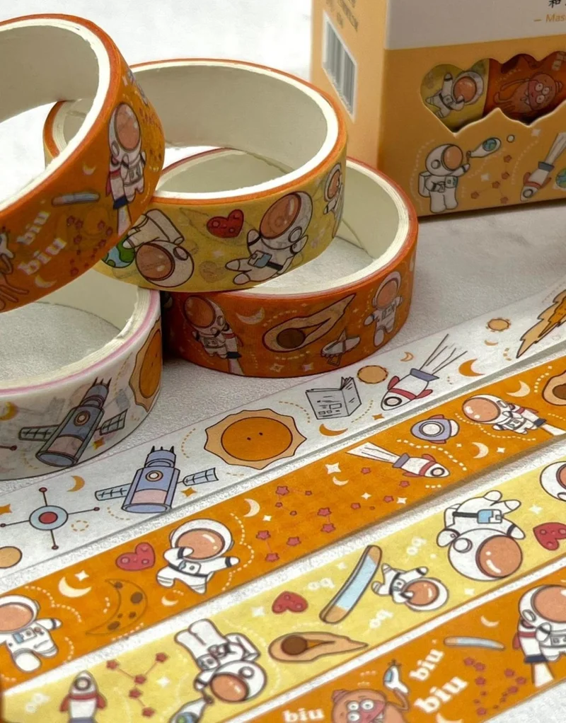 كاغيت جيمي دوكان Paper Ship Shop Little Astronaut Orange 4-Piece Washi Tape Set / Washi Tape / Bullet Journal / Scrapbook