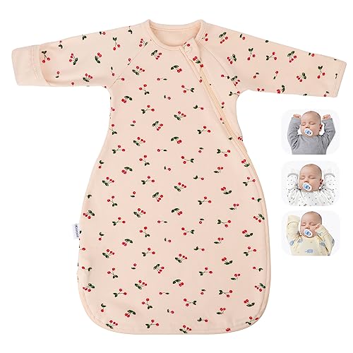 Knirose Organic Transitional Baby Swaddling Sack with Arms Up Length Sleeves Mitten Cuffs 03 Months Wearable Swaddling Blanket Sleeping Bag for Newborns Boys Girls Sleep Sacks Snug Fit Calms Startle Reflex - Image 1