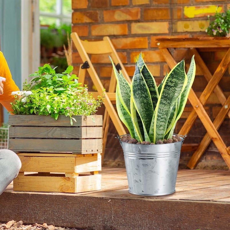 OBTANIM 8 Pack Galvanized Metal Buckets with Handle Ice Pails for Plants, Succulents, Party Favors Organizing, Rustic Home Decor or Classrooms Pencil Storage (7 x 5.1 inch) - Image 4