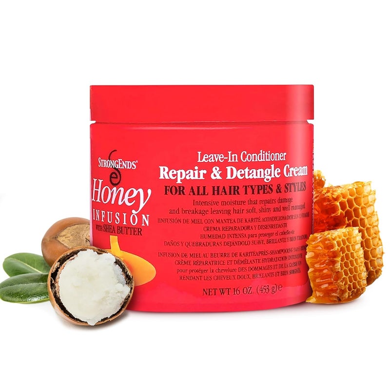 Biocare StrongEnds Moisturizing LeaveIn Conditioner  Detangler Cream Miracle Repair for All Hair Types  Hair Styles  Prevents Split Ends  Breakage Infused with Honey  Shea Butter 16 oz