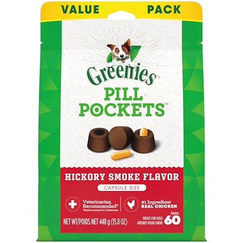 Greenies Pill Pockets for Dogs Large Size, Soft Dog Treats, Hickory Smoke Flavor, 15.8 oz. Pouch (60 Treats) - Image 1