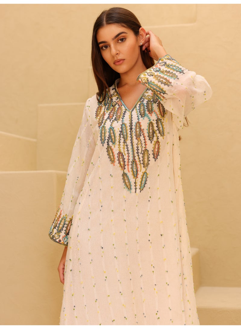 IKKXA Printed Colorful Embroidery Jalabiya - Image 5