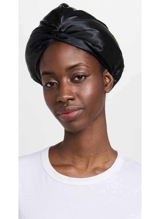 Slip Silk Turban, Black, One Size (21”- 28”) - Double-Lined Pure Mulberry Silk 22 Momme Hair Turban - Hair-Friendly, Lightweight and Multipurpose Head Wrap + Sleeping Cap for Curly + Thick Hair Types - Image 2