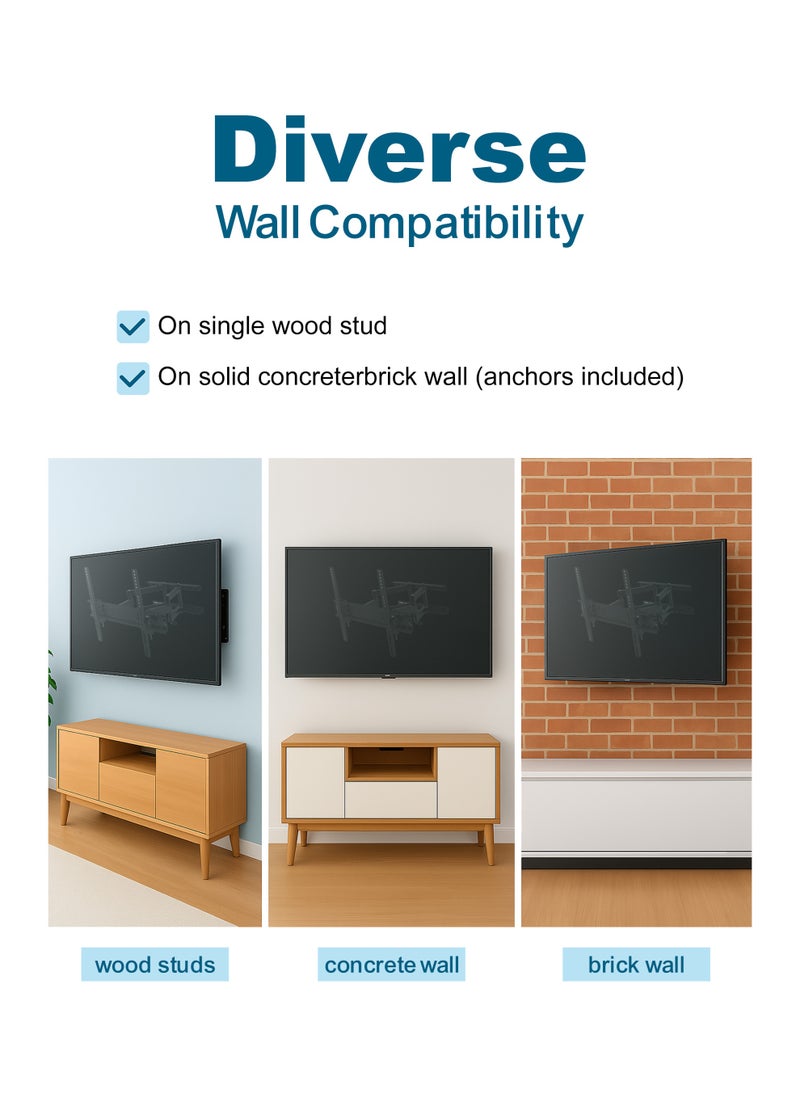 AL DARRA  AL WAQI - Full Motion Wall-mounted TV bracket for large and meduim screen sizes from 32 to 70 inches, fully adjustable model FS-403 PLUS - Fully movable wall-mounted screen holder with tilt and swivel capabilities. - Image 1