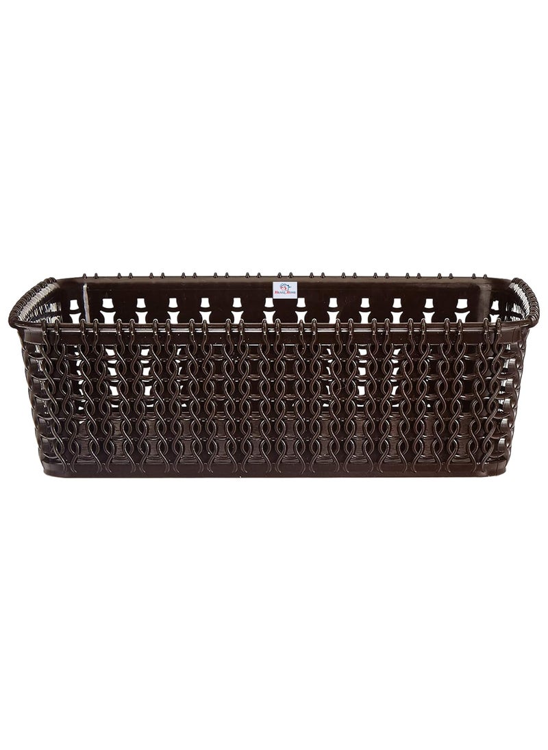 Kuber Industries Heart Home Multiuses Small M 15 Plastic Tray/Basket/Organizer Without Lid- Pack of 3 (Brown) -46HH0113  - Image 2
