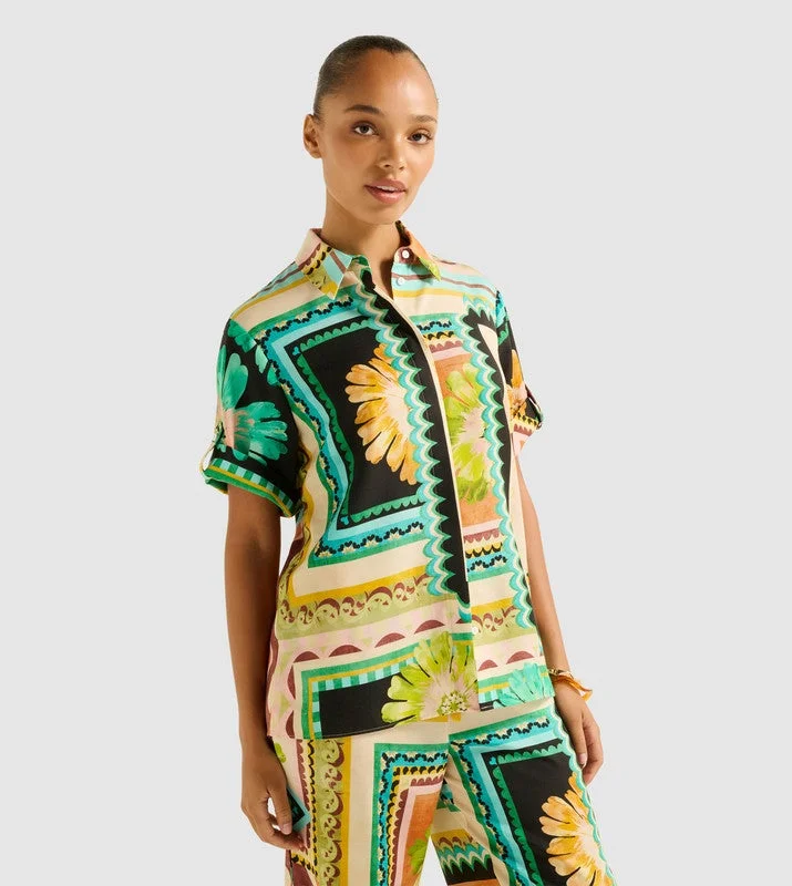 forever new  JUNO Patterned Short Sleeves Shirt for Women | Best Price UAE