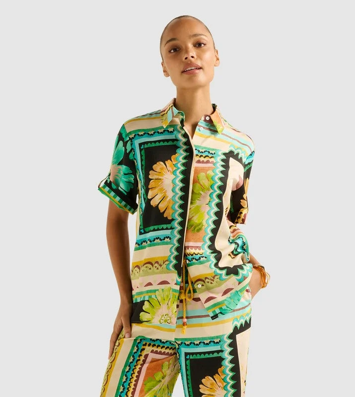 forever new  JUNO Patterned Short Sleeves Shirt for Women | Best Price UAE