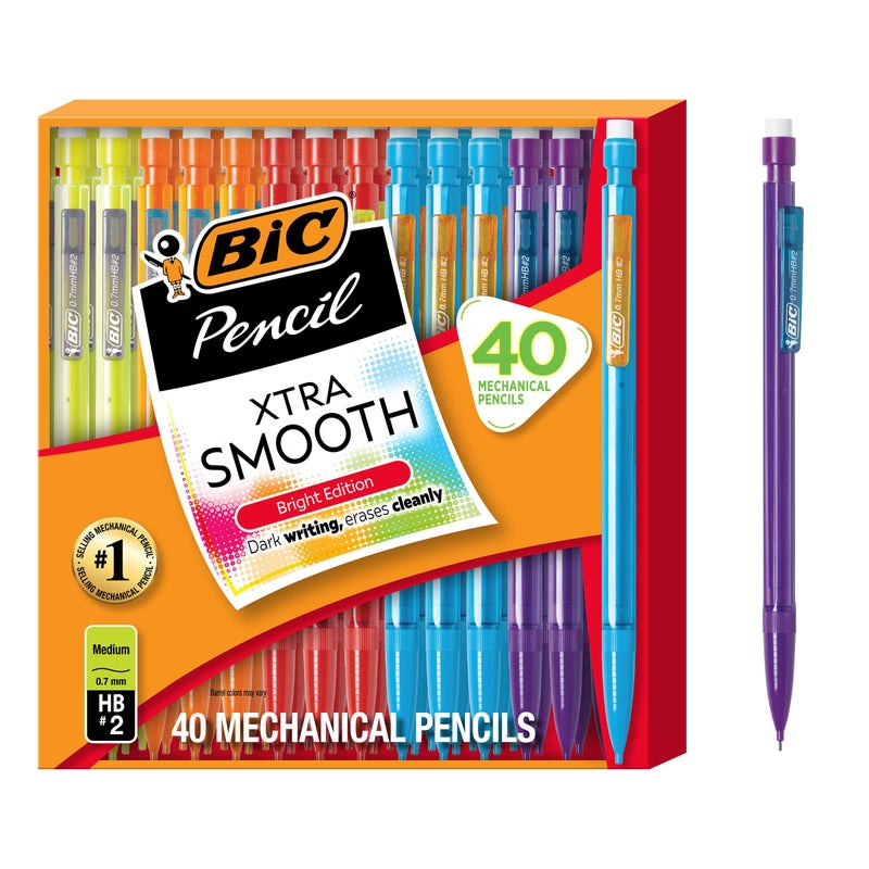 BIC Xtra Smooth Mechanical Pencil, 0.7 mm Medium Point, Refillable and Retractable, 40-Count Pack - Image 1