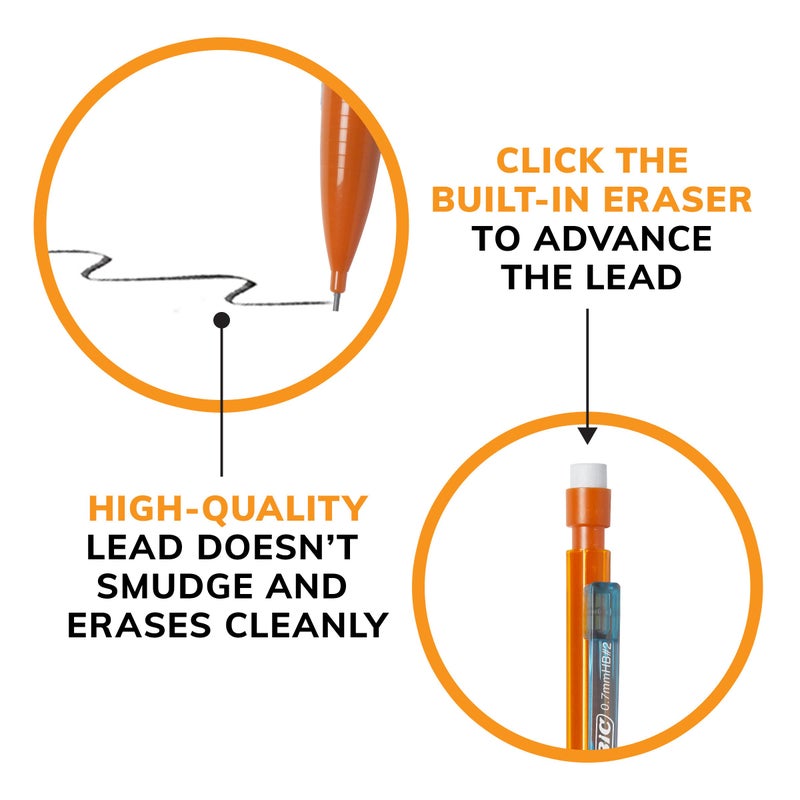 BIC Xtra Smooth Mechanical Pencil, 0.7 mm Medium Point, Refillable and Retractable, 40-Count Pack - Image 5