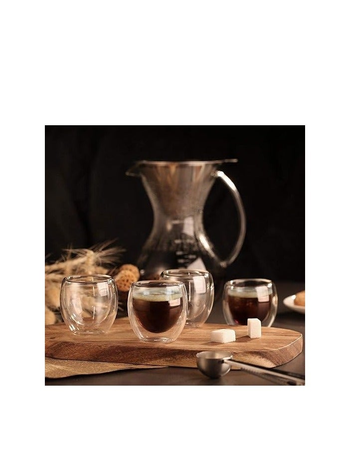 Home zone Double Walled Glass Espresso Coffee Cups Set of 6 80 ml for Turkish Tea Home Use Everyday Drinkware - Image 3