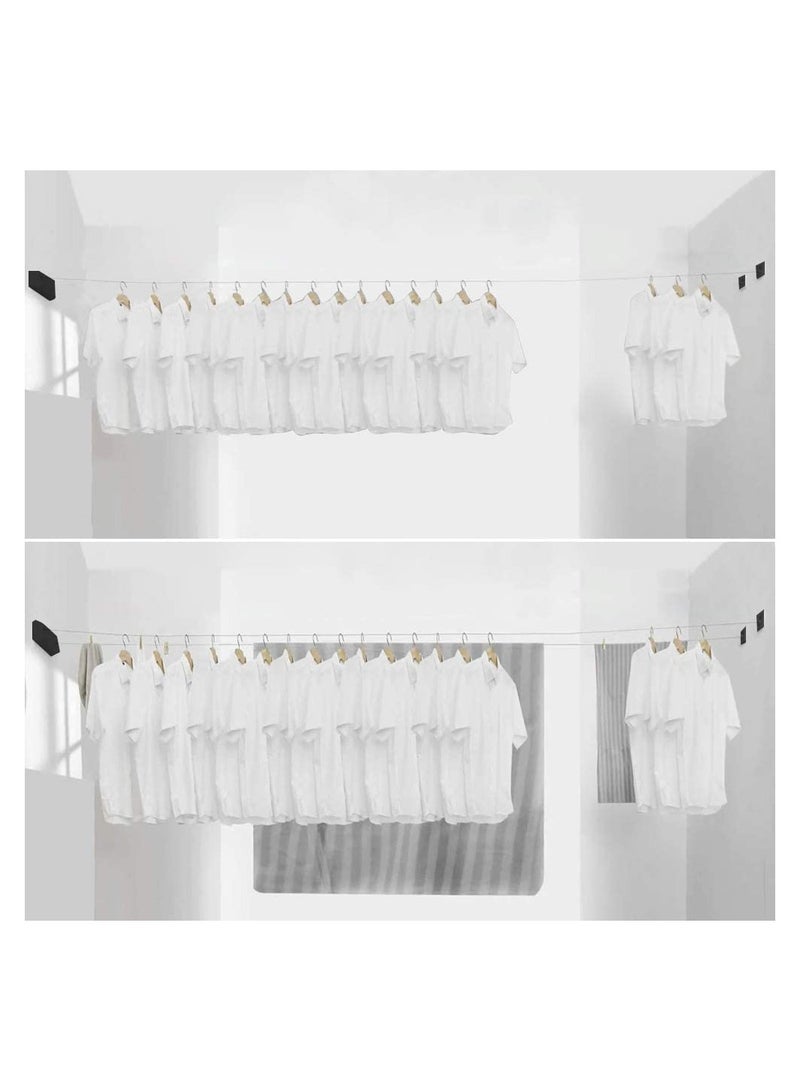 GGEROU حبل غسيل قابل للسحب (خط مزدوج)، مجفف ملابس داخلي وخارجي يُثبت على الحائط، حبل ملابس قابل للتعديل من الفولاذ المقاوم للصدأ، 13.8 قدم - Image 5