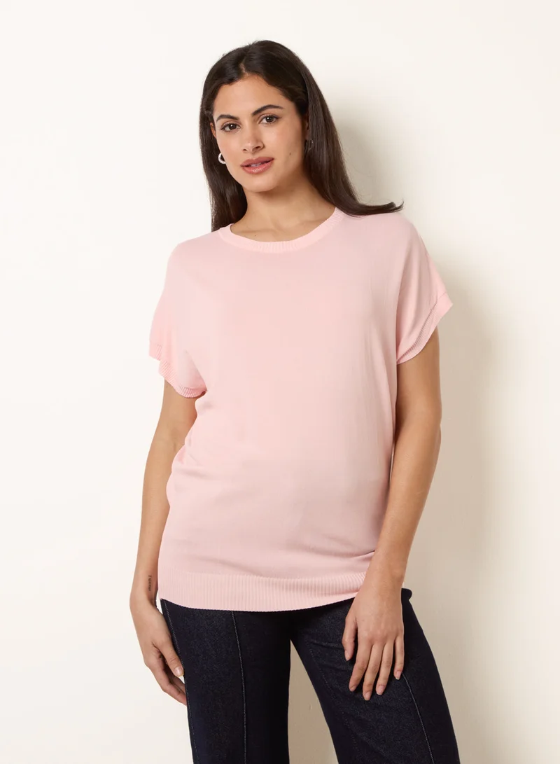 بلو فانيلا Short Sleeve Texture Knit Top