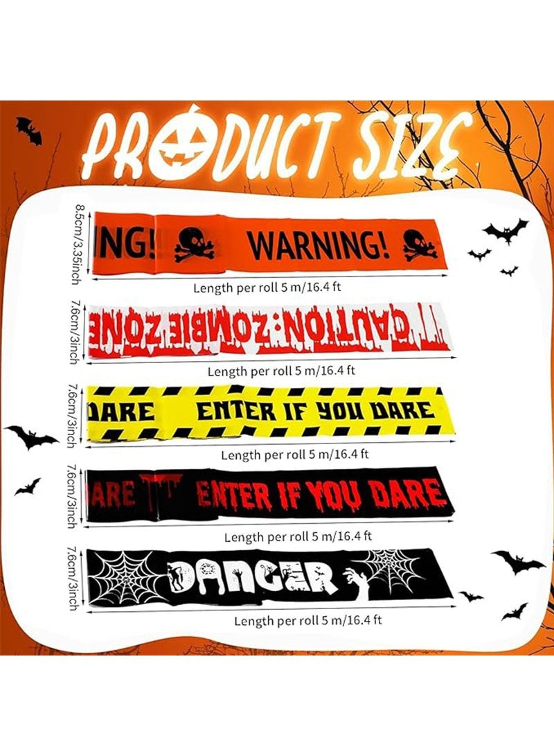 Yoawllty Halloween Decorations, 5PCS Halloween Caution Tape Decoration, 16.4 ft Warning Tape Bundle, Decoration for Halloween Party - Image 3