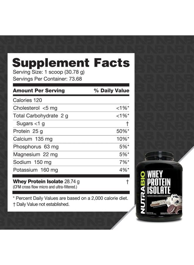 NutraBio Whey Protein Powder Isolate Supplement – 25g of Protein Per Scoop with Complete Amino Acid Profile - Soy and Gluten Free - Zero Fillers and Non-GMO - Ice Cream Cookie Dream - 5 Lbs. - Image 2
